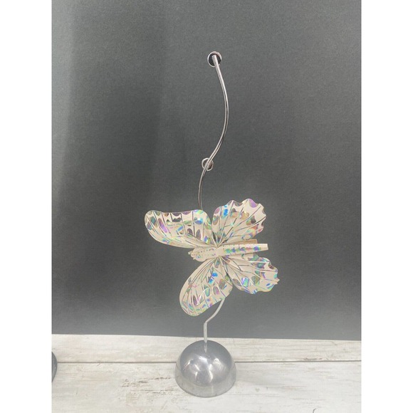 Vintage Butterfly Place Card Holder Clip on Ornate Shell Scroll Metal Stand - Picture 9 of 10